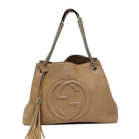 authentic gucci soho bag beige sale|authentic gucci shoulder bag.